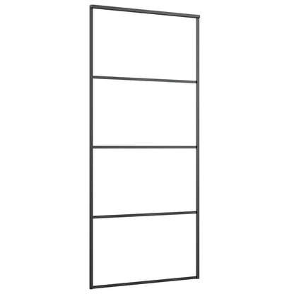 Sliding Door Aluminum and ESG Glass 35.4"x80.7" Black