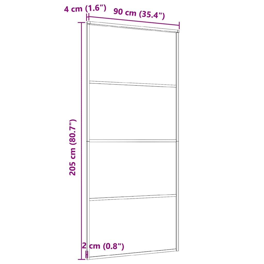 Sliding Door Aluminum and ESG Glass 35.4"x80.7" Black