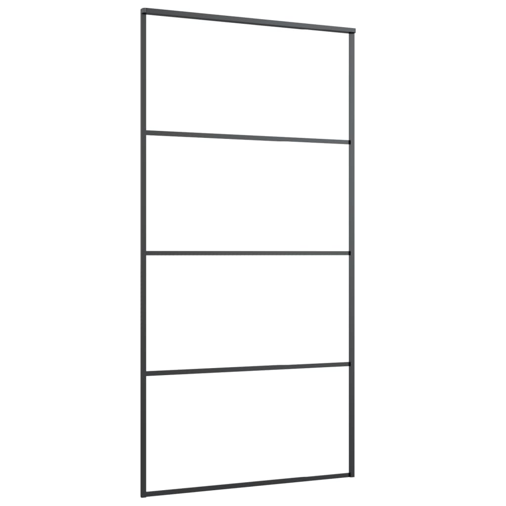 Sliding Door Aluminum and ESG Glass 40.4"x80.7" Black