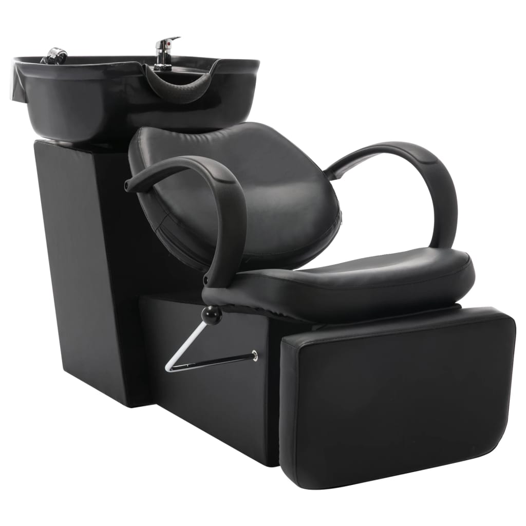 Shampoo Chair Black Faux leather, Plywood, Pine wood Standard