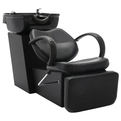 Shampoo Chair Black Faux leather, Plywood, Pine wood Standard
