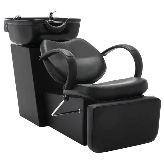 Shampoo Chair Black Faux leather, Plywood, Pine wood Standard