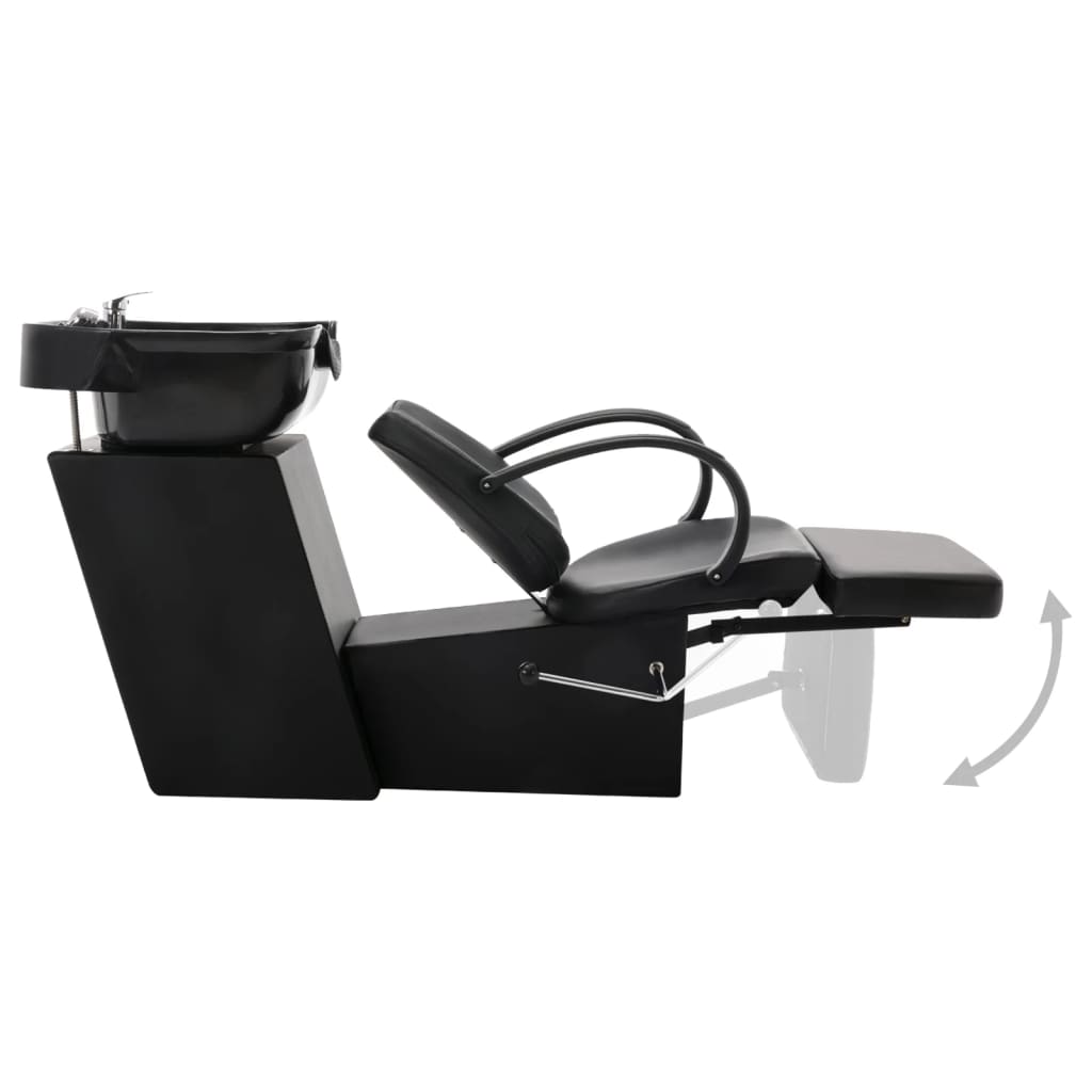 Shampoo Chair Black Faux leather, Plywood, Pine wood Standard