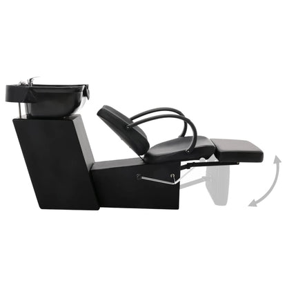 Shampoo Chair Black Faux leather, Plywood, Pine wood Standard