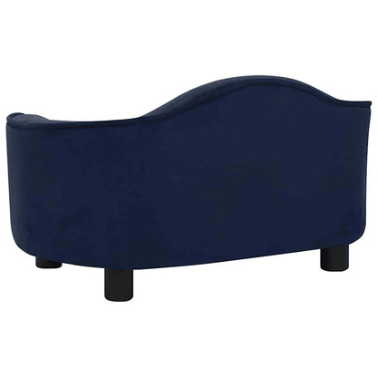Dog Sofa Blue Plush, Solid Pine Wood 26.4 x 18.5 x 14.2 in