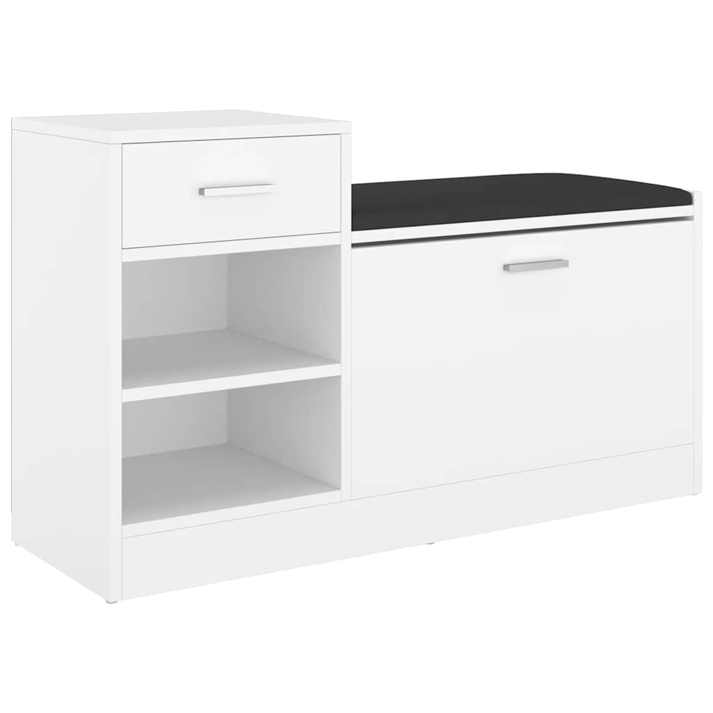 Shoe Bench White 37.2x12.2x22.4" Engineered Wood