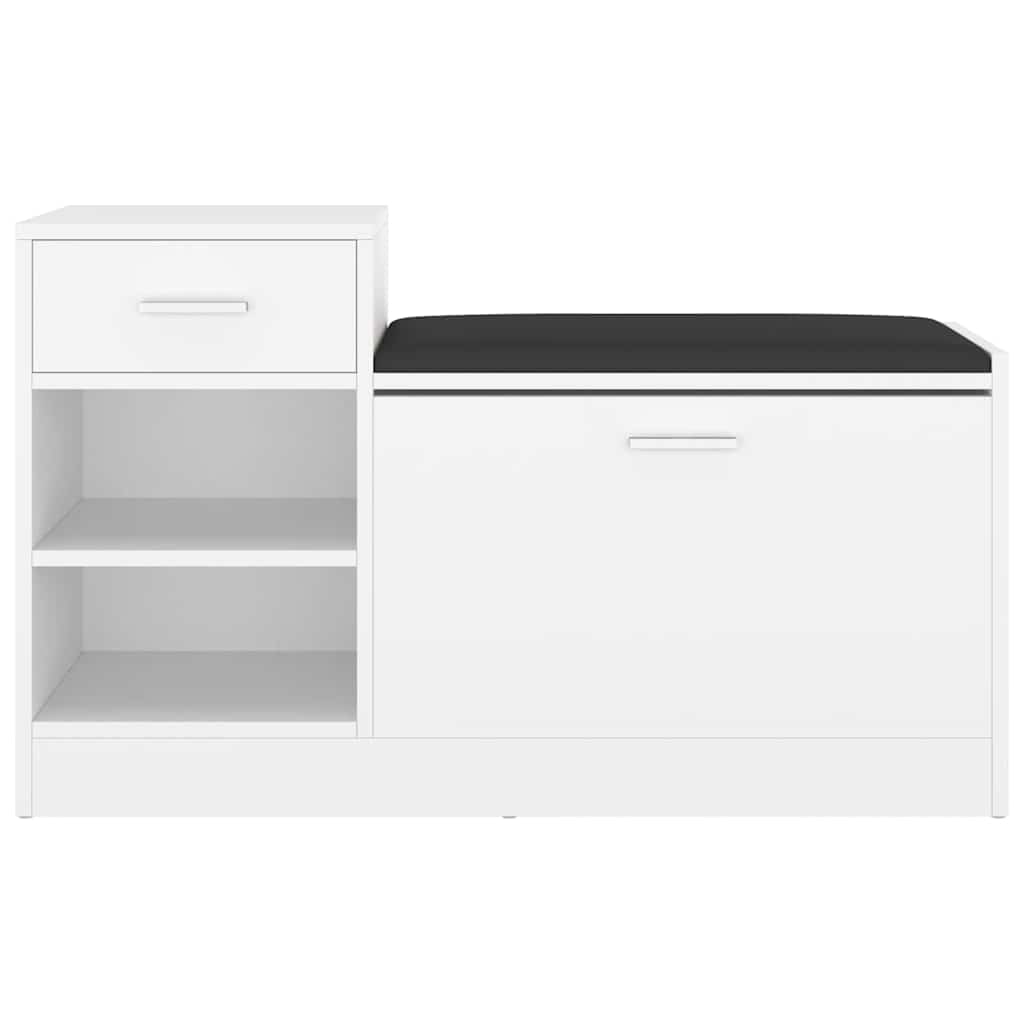 Shoe Bench White 37.2x12.2x22.4" Engineered Wood