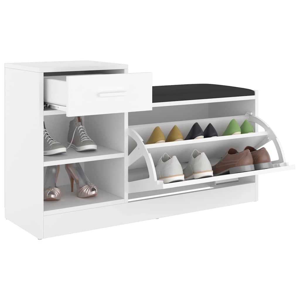 Shoe Bench White 37.2x12.2x22.4" Engineered Wood