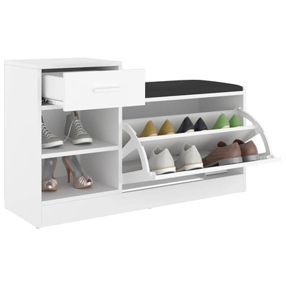Shoe Bench White 37.2x12.2x22.4" Engineered Wood