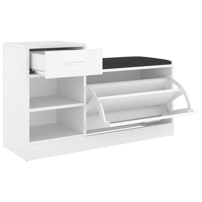 Shoe Bench White 37.2x12.2x22.4" Engineered Wood