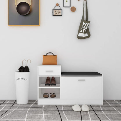 Shoe Bench White 37.2x12.2x22.4" Engineered Wood