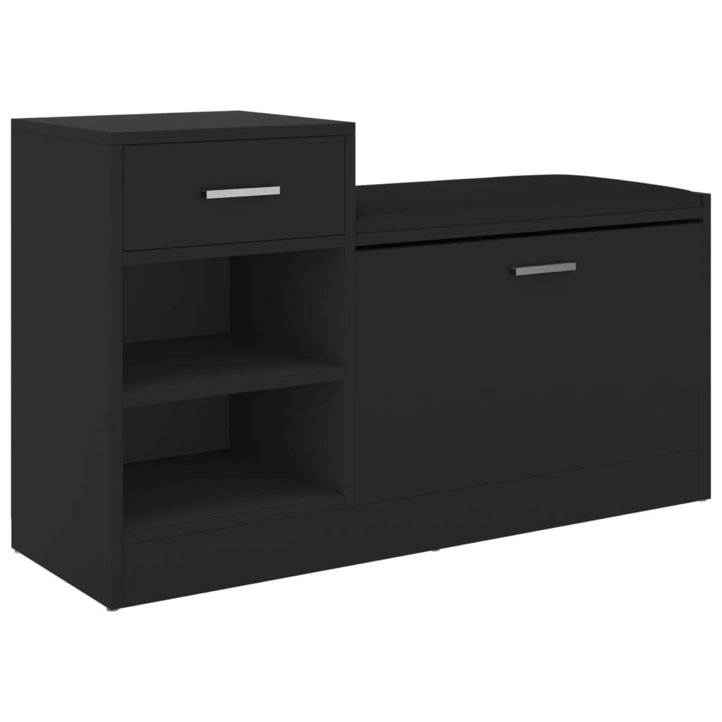 Shoe Bench Black 37.2x12.2x22.4" Engineered Wood