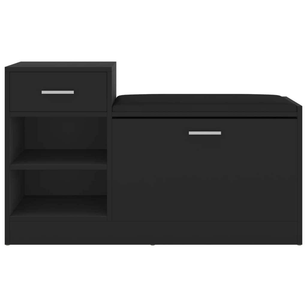 Shoe Bench Black 37.2x12.2x22.4" Engineered Wood
