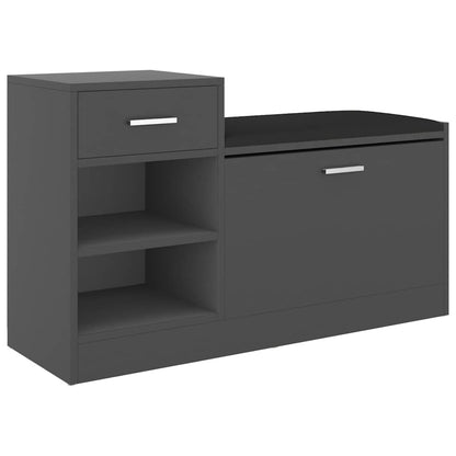Shoe Bench Grey 37.2x12.2x22.4" Engineered Wood