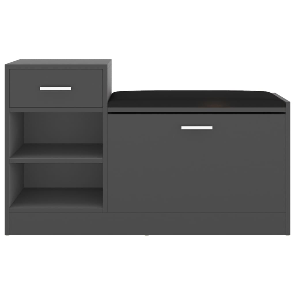 Shoe Bench Grey 37.2x12.2x22.4" Engineered Wood