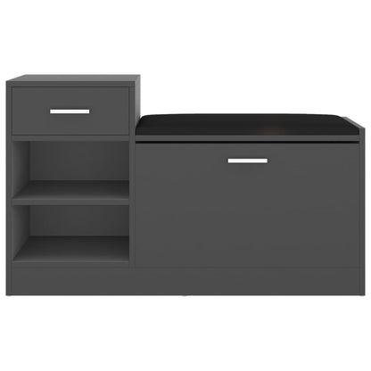 Shoe Bench Grey 37.2x12.2x22.4" Engineered Wood