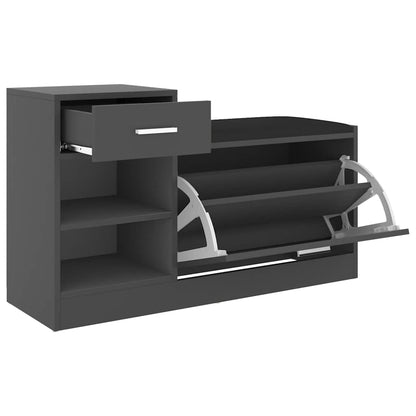 Shoe Bench Grey 37.2x12.2x22.4" Engineered Wood