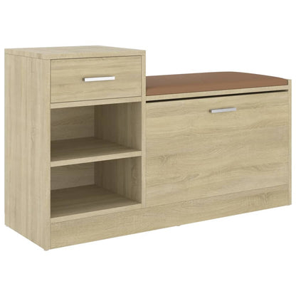 Shoe Bench Sonoma Oak 37.2x12.2x22.4" Engineered Wood