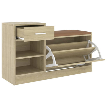 Shoe Bench Sonoma Oak 37.2x12.2x22.4" Engineered Wood