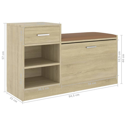 Shoe Bench Sonoma Oak 37.2x12.2x22.4" Engineered Wood