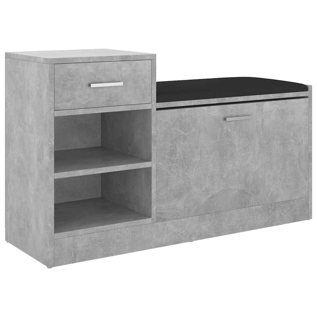 Shoe Bench Concrete Grey 37.2x12.2x22.4" Engineered Wood