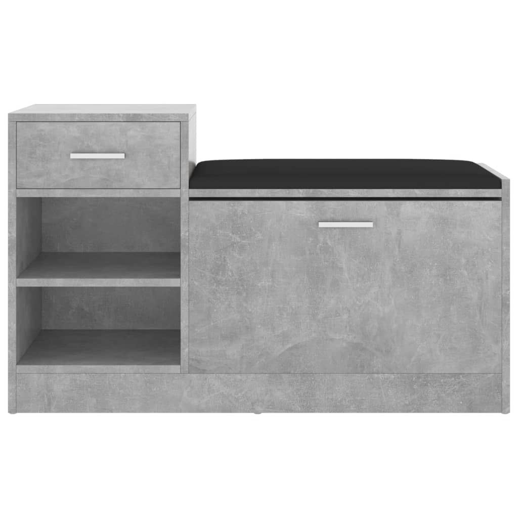 Shoe Bench Concrete Grey 37.2x12.2x22.4" Engineered Wood