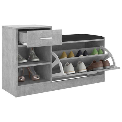 Shoe Bench Concrete Grey 37.2x12.2x22.4" Engineered Wood