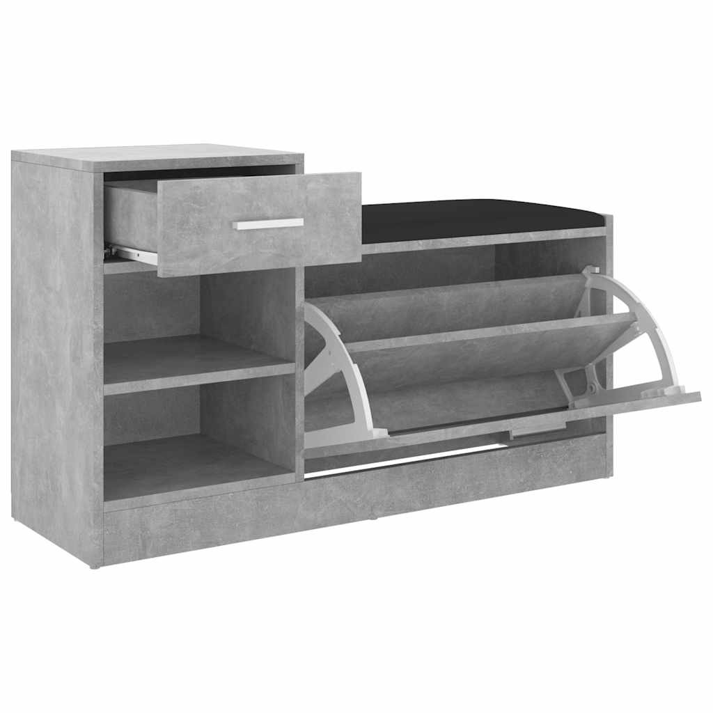 Shoe Bench Concrete Grey 37.2x12.2x22.4" Engineered Wood