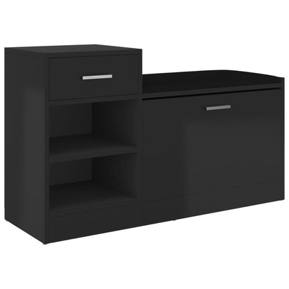 Shoe Bench High Gloss Black 37.2x12.2x22.4" Engineered Wood
