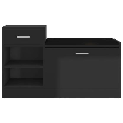 Shoe Bench High Gloss Black 37.2x12.2x22.4" Engineered Wood