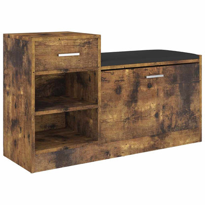 Shoe Bench Smoked Oak 37.2x12.2x22.4" Engineered Wood