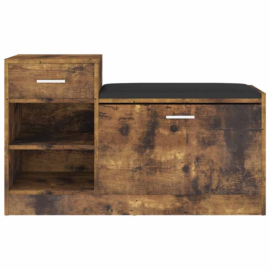 Shoe Bench Smoked Oak 37.2x12.2x22.4" Engineered Wood