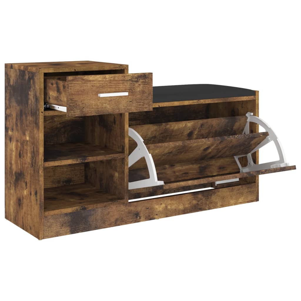 Shoe Bench Smoked Oak 37.2x12.2x22.4" Engineered Wood