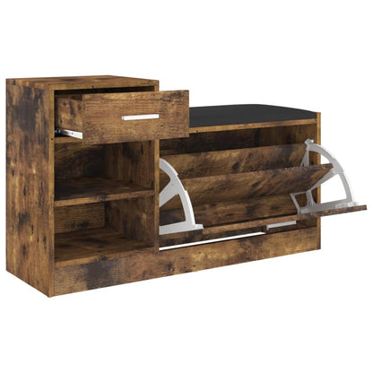 Shoe Bench Smoked Oak 37.2x12.2x22.4" Engineered Wood