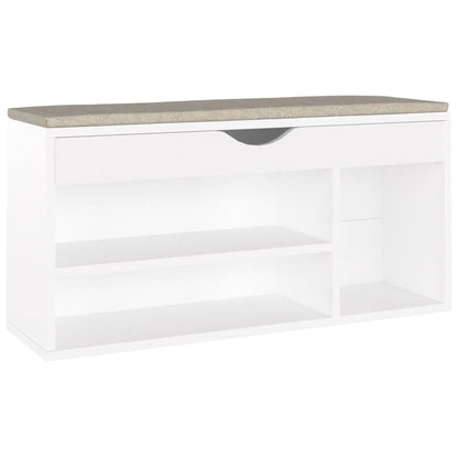 Shoe Bench with Cushion White 40.9"x11.8"x19.3" Engineered Wood
