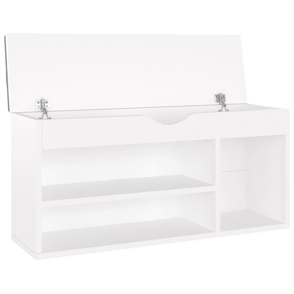 Shoe Bench with Cushion White 40.9"x11.8"x19.3" Engineered Wood
