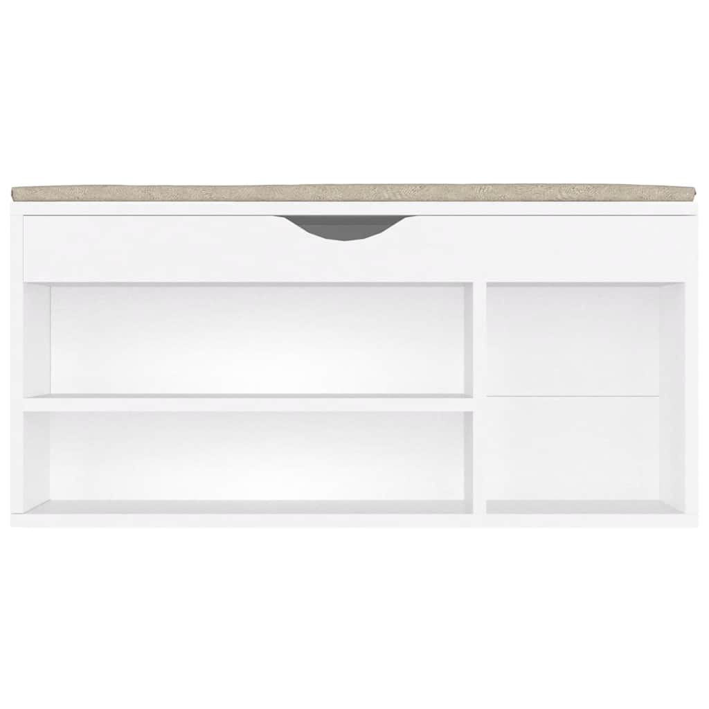 Shoe Bench with Cushion White 40.9"x11.8"x19.3" Engineered Wood