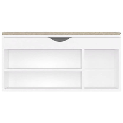 Shoe Bench with Cushion White 40.9"x11.8"x19.3" Engineered Wood