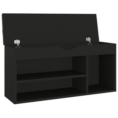 Shoe Bench with Cushion Black 40.9"x11.8"x19.3" Engineered Wood