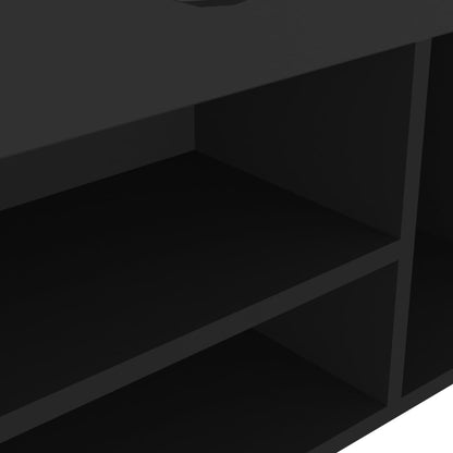 Shoe Bench with Cushion Black 40.9"x11.8"x19.3" Engineered Wood