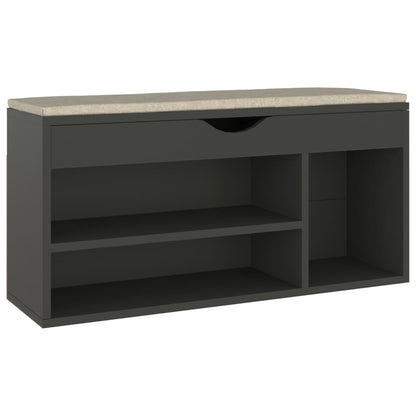 Shoe Bench with Cushion Gray 40.9"x11.8"x19.3" Engineered Wood