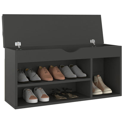 Shoe Bench with Cushion Gray 40.9"x11.8"x19.3" Engineered Wood