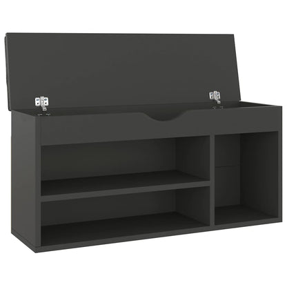 Shoe Bench with Cushion Gray 40.9"x11.8"x19.3" Engineered Wood
