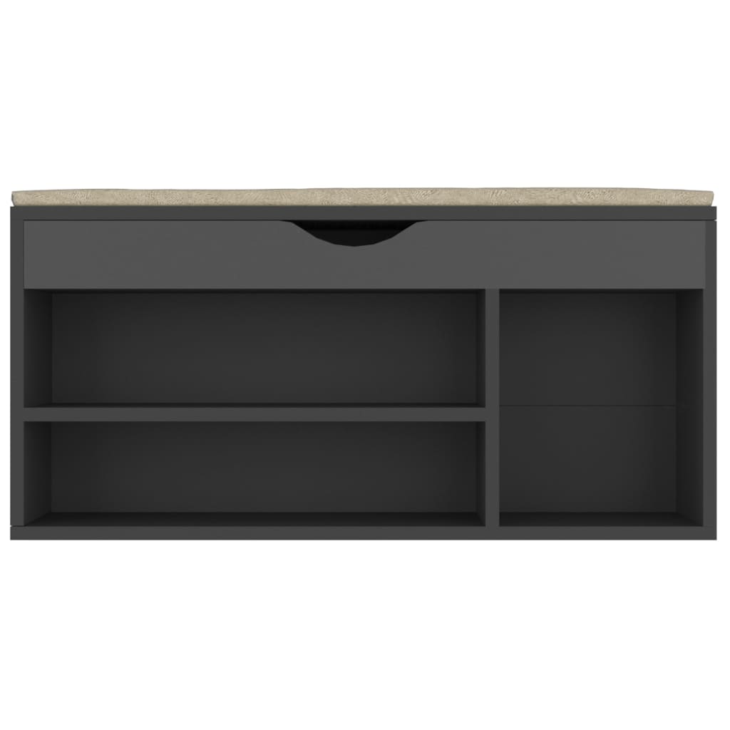 Shoe Bench with Cushion Gray 40.9"x11.8"x19.3" Engineered Wood