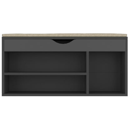 Shoe Bench with Cushion Gray 40.9"x11.8"x19.3" Engineered Wood