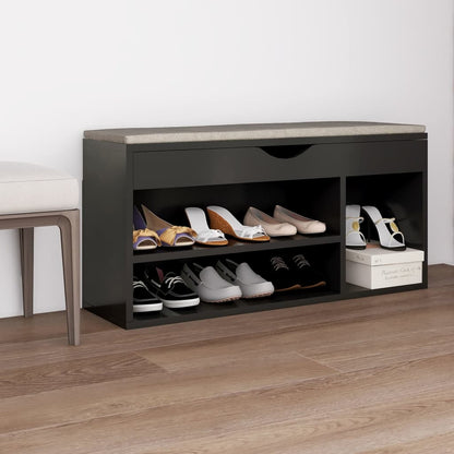 Shoe Bench with Cushion Gray 40.9"x11.8"x19.3" Engineered Wood