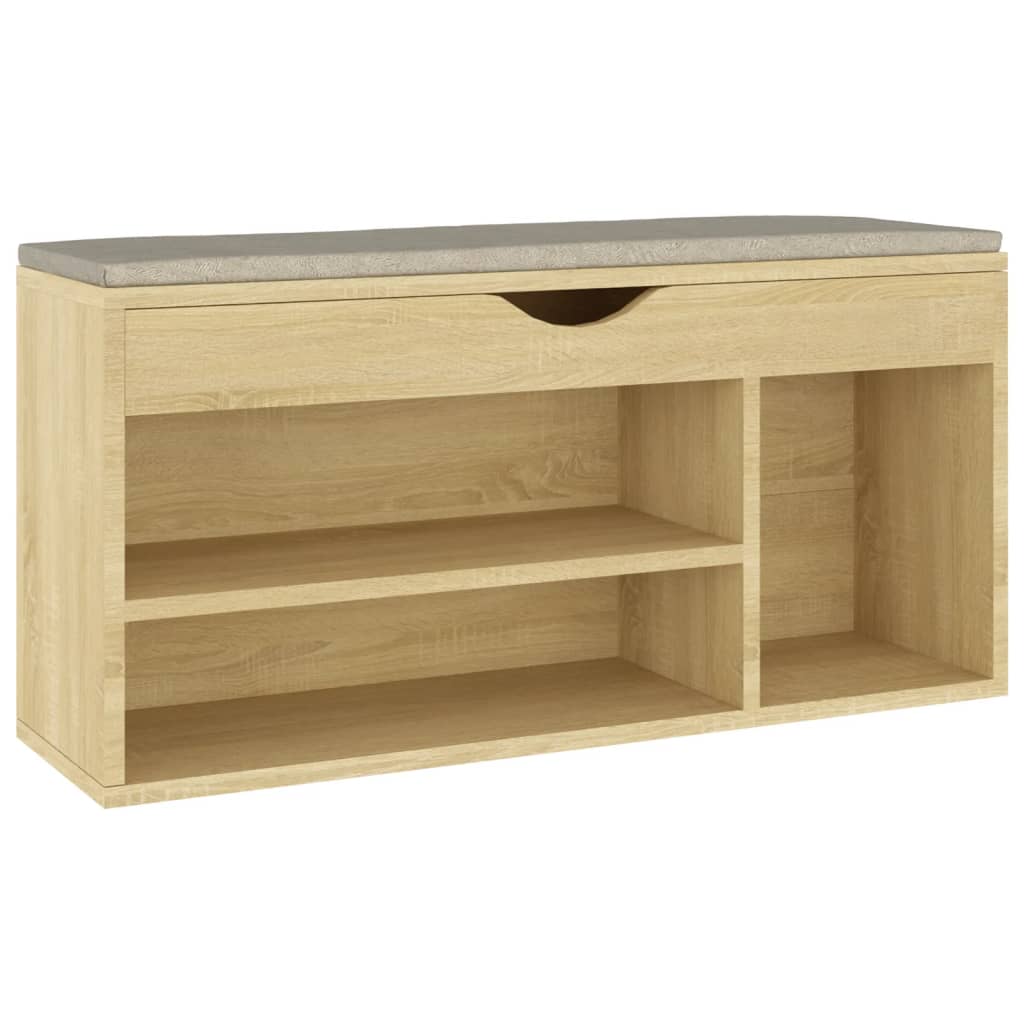 Shoe Bench with Cushion Sonoma Oak 40.9"x11.8"x19.3" Engineered Wood