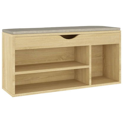 Shoe Bench with Cushion Sonoma Oak 40.9"x11.8"x19.3" Engineered Wood