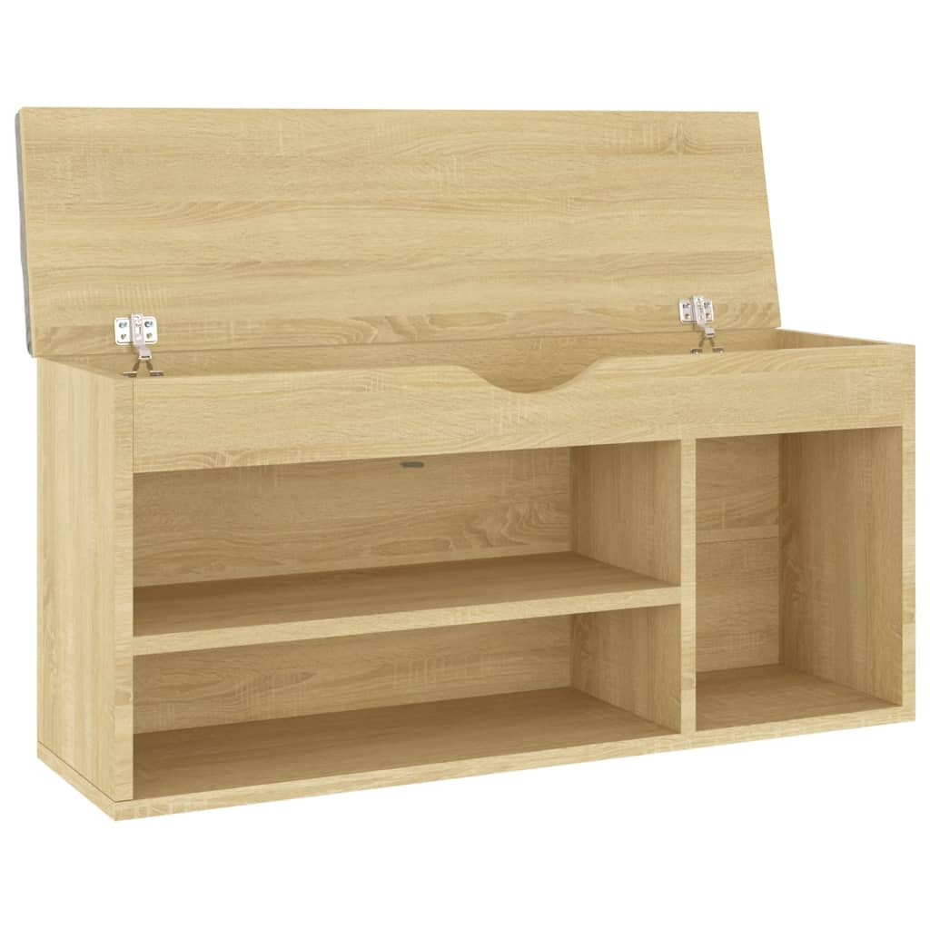 Shoe Bench with Cushion Sonoma Oak 40.9"x11.8"x19.3" Engineered Wood