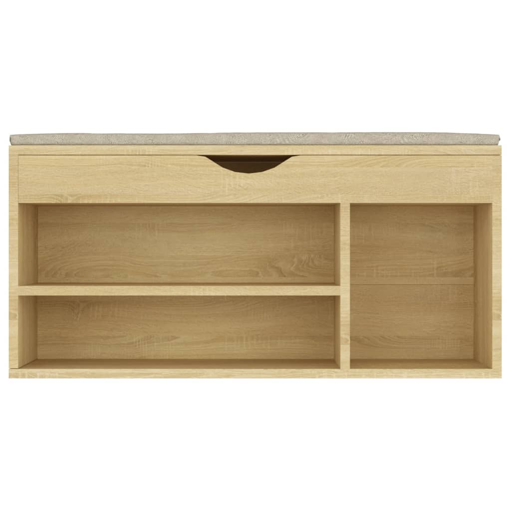 Shoe Bench with Cushion Sonoma Oak 40.9"x11.8"x19.3" Engineered Wood